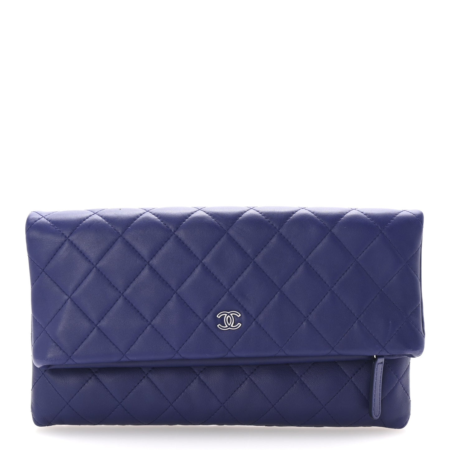 Lambskin Quilted CC Beauty Clutch Blue