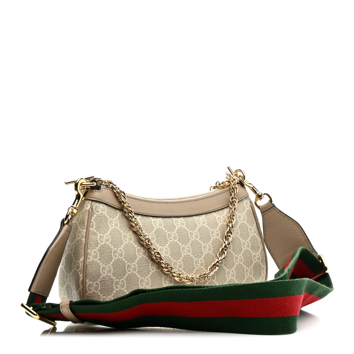 GG Supreme Monogram Textured Dollar Calfskin Web Small Ophidia GG Handbag Beige Mystic White Oatmeal