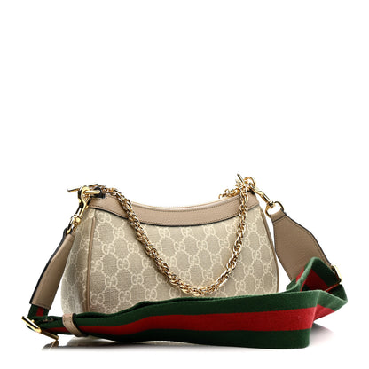 Gucci GG Supreme Monogram Textured Dollar Calfskin Web Small Ophidia GG Handbag Beige Mystic White Oatmeal 3 of 12