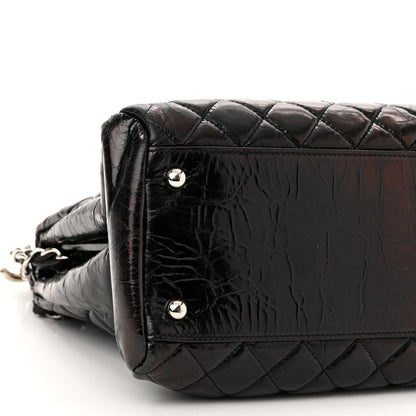 Chanel Glazed Calfskin Quilted Large Just Mademoiselle Bowling Bag Black 9 of 11