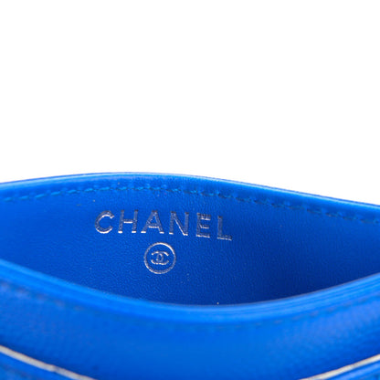 Chanel Caviar Chevron Quilted Card Holder Bright Blue 7 of 8