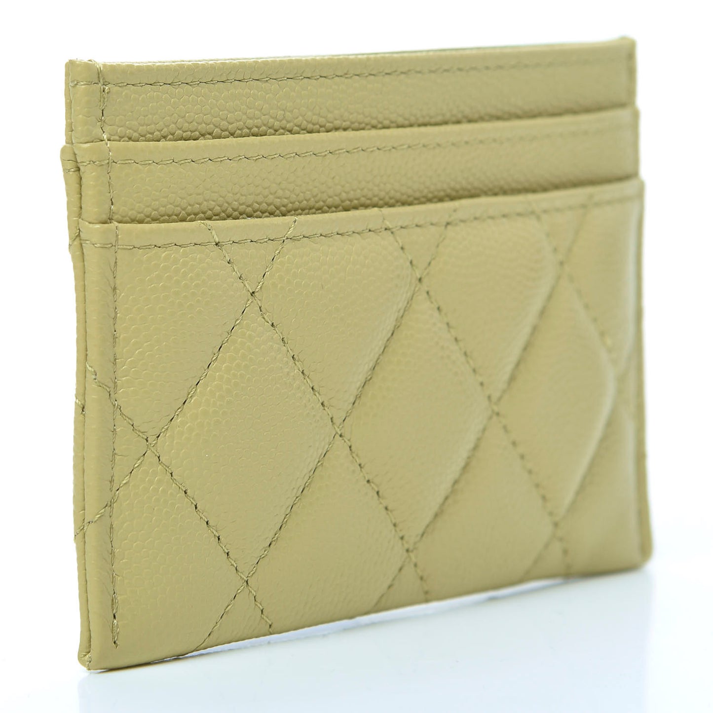 Caviar Quilted French New Wave Card Holder Light Green