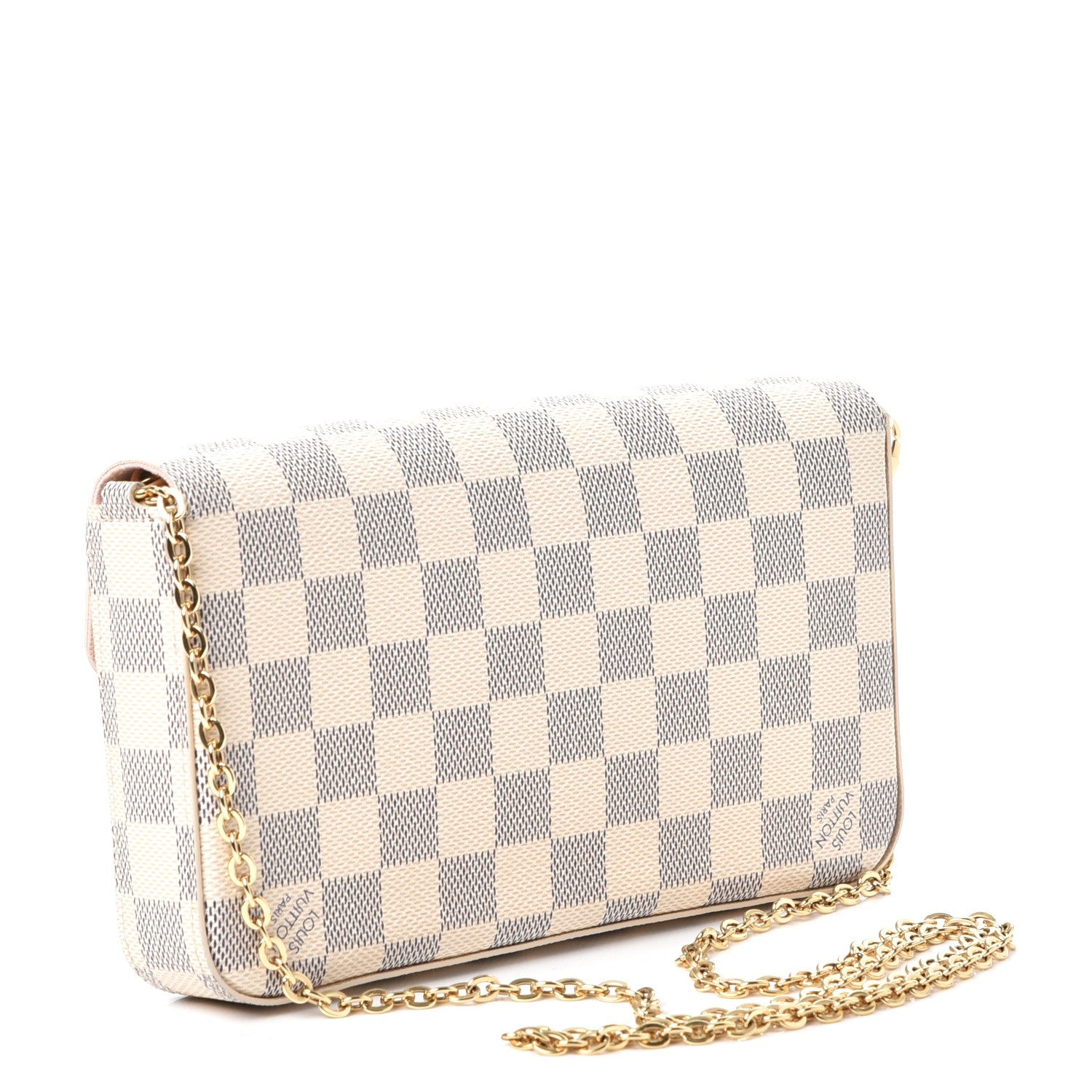 Louis Vuitton Damier Azur Pochette Felicie Chain Wallet Rose Ballerine 4 of 13