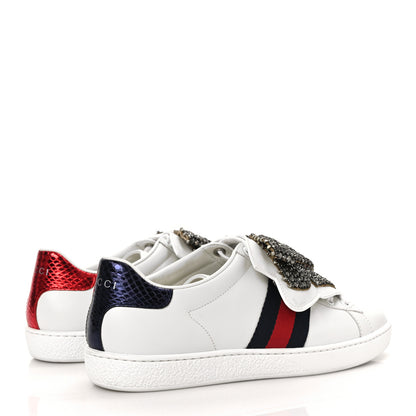 Gucci Calfskin Ayers Web Womens Ace Bow Lace Sneakers 37 White 4 of 8