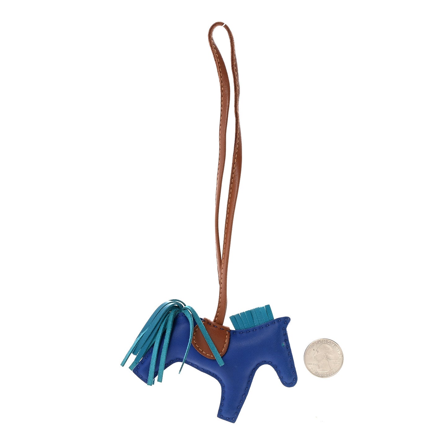 Milo Lambskin Grigri Rodeo Horse Bag Charm PM Fauve Blue Electrique Turquoise
