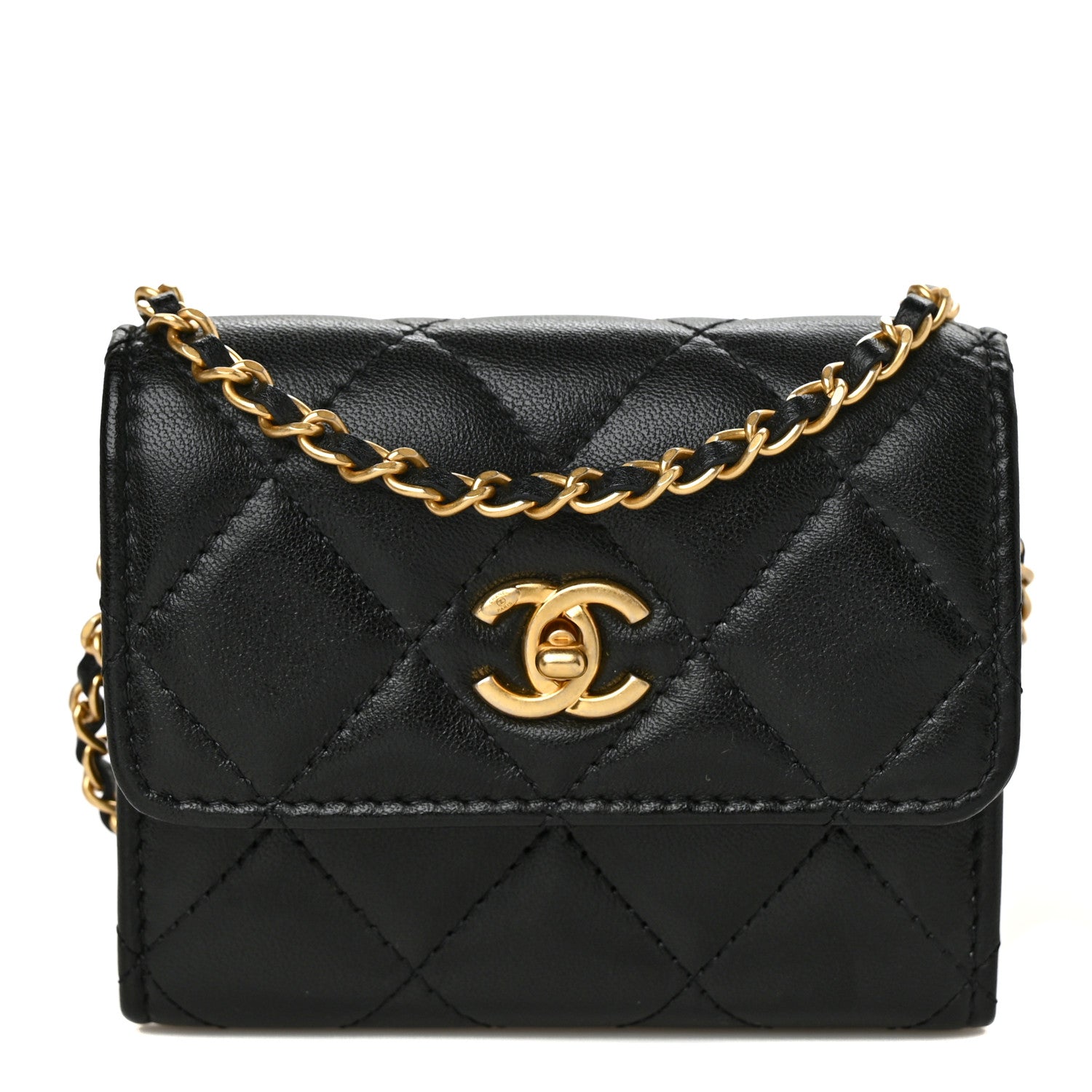 Chanel Lambskin Quilted Pearl Crush Clutch With Chain Black 1 of 8