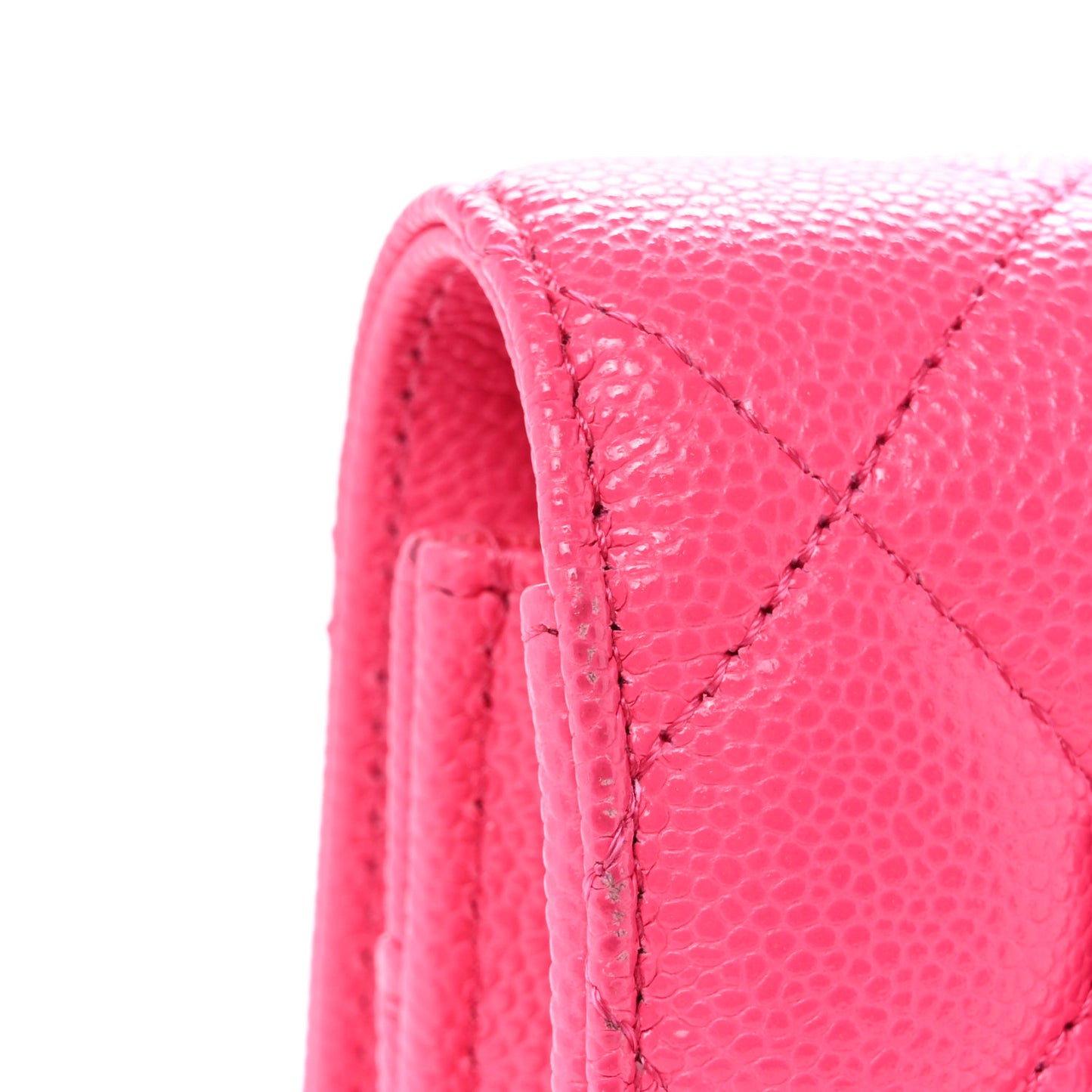 Caviar Quilted Wallet on Chain WOC Fuchsia