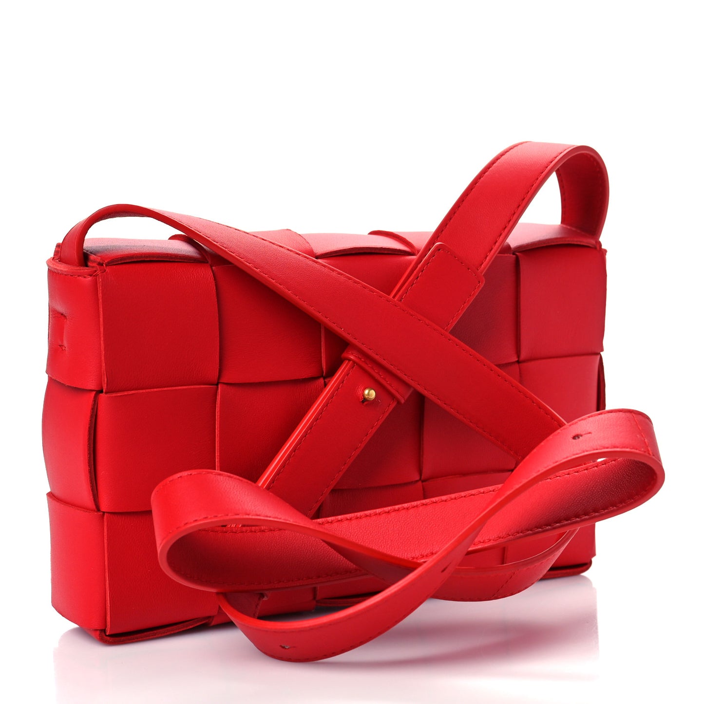 Lambskin Maxi Intrecciato Cassette Crossbody Bag Bright Red