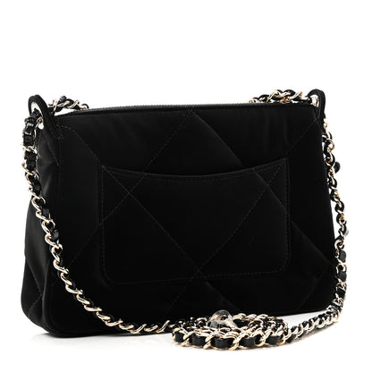 Chanel Velvet Effect Nylon Shiny Crumpled Calfskin Quilted Chanel 25 Clutch With Chain Black 3 of 10