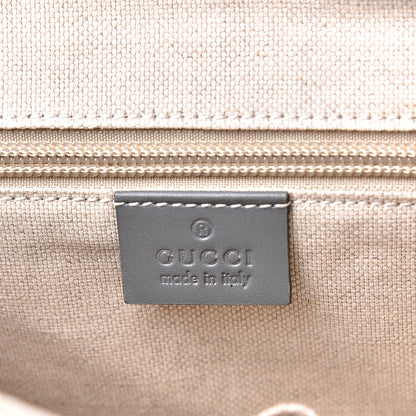 Gucci GG Supreme Monogram Selleria Calfskin Medium Satchel Messenger Bag Ecru Grigio 5 of 10