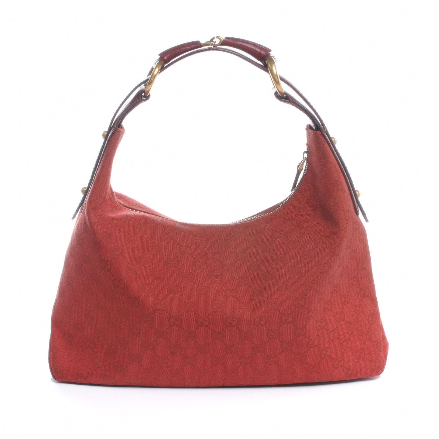 Monogram Medium Horsebit Chain Hobo Red