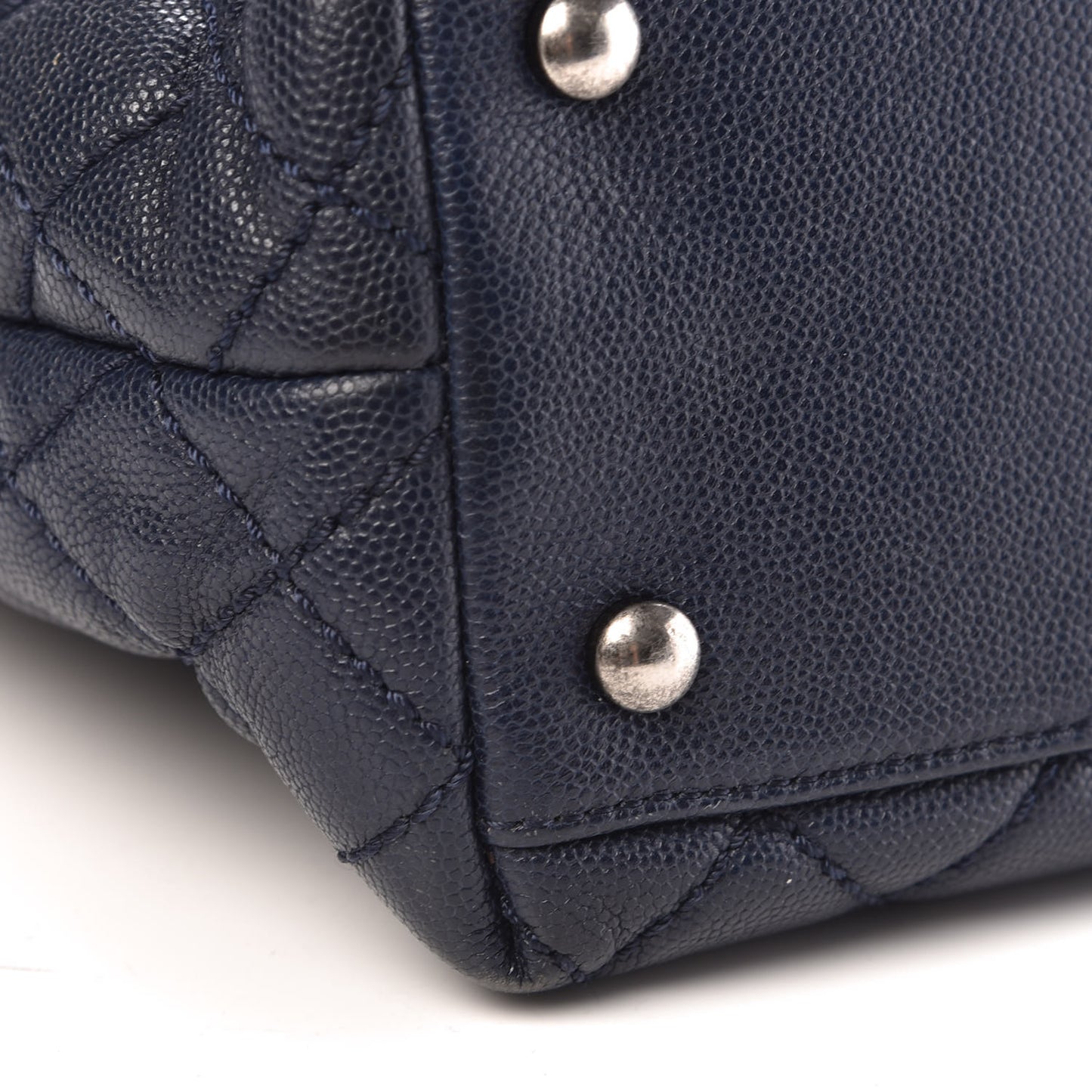 Caviar Quilted Large Coco Handle Flap Navy Blue