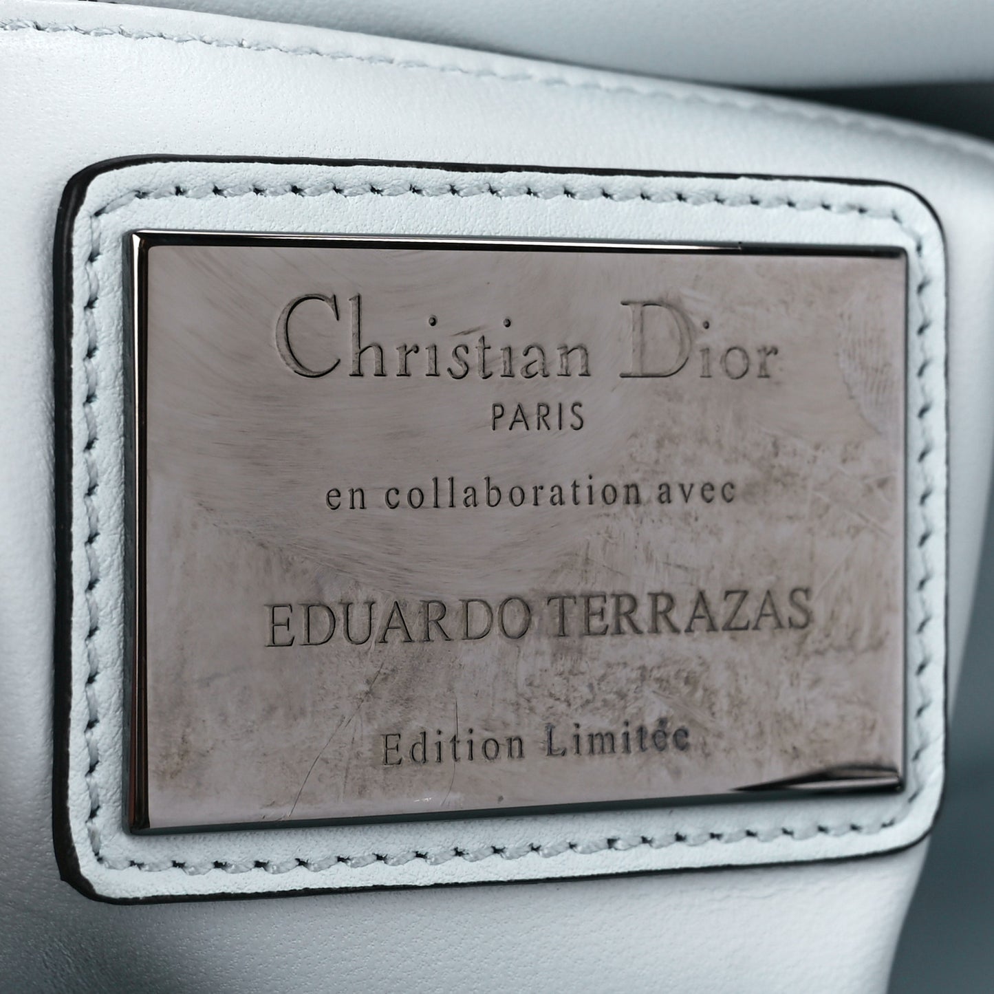 X EDUARDO TERRAZAS Printed Calfskin Medium Lady Dior Art Light Blue Multicolor