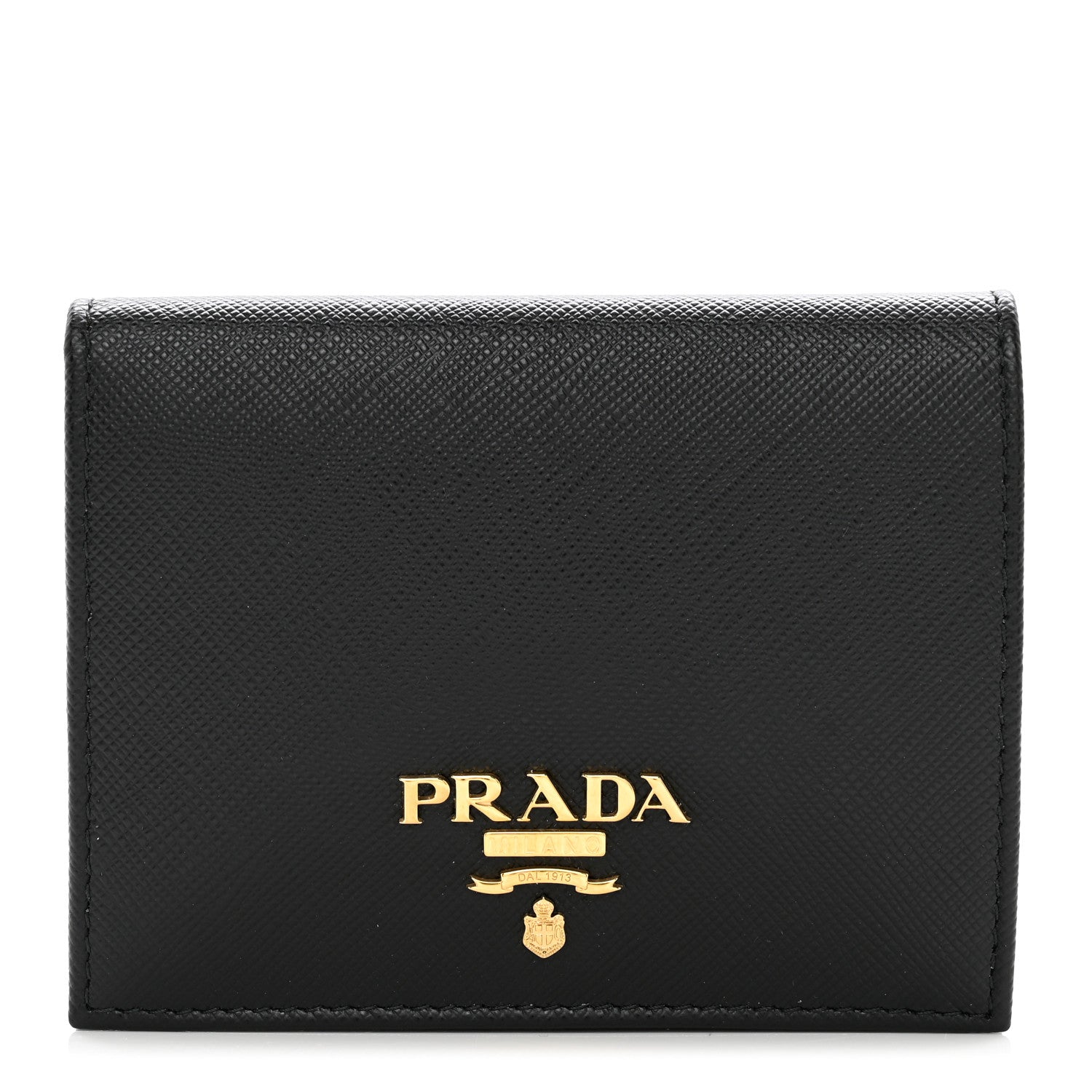 Prada Saffiano Metal Bi-Fold Wallet Black 1 of 7