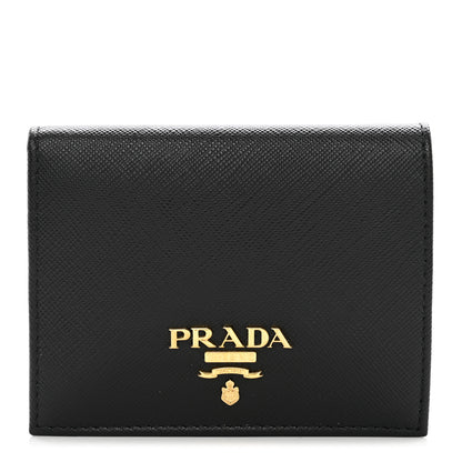 Prada Saffiano Metal Bi-Fold Wallet Black 1 of 7