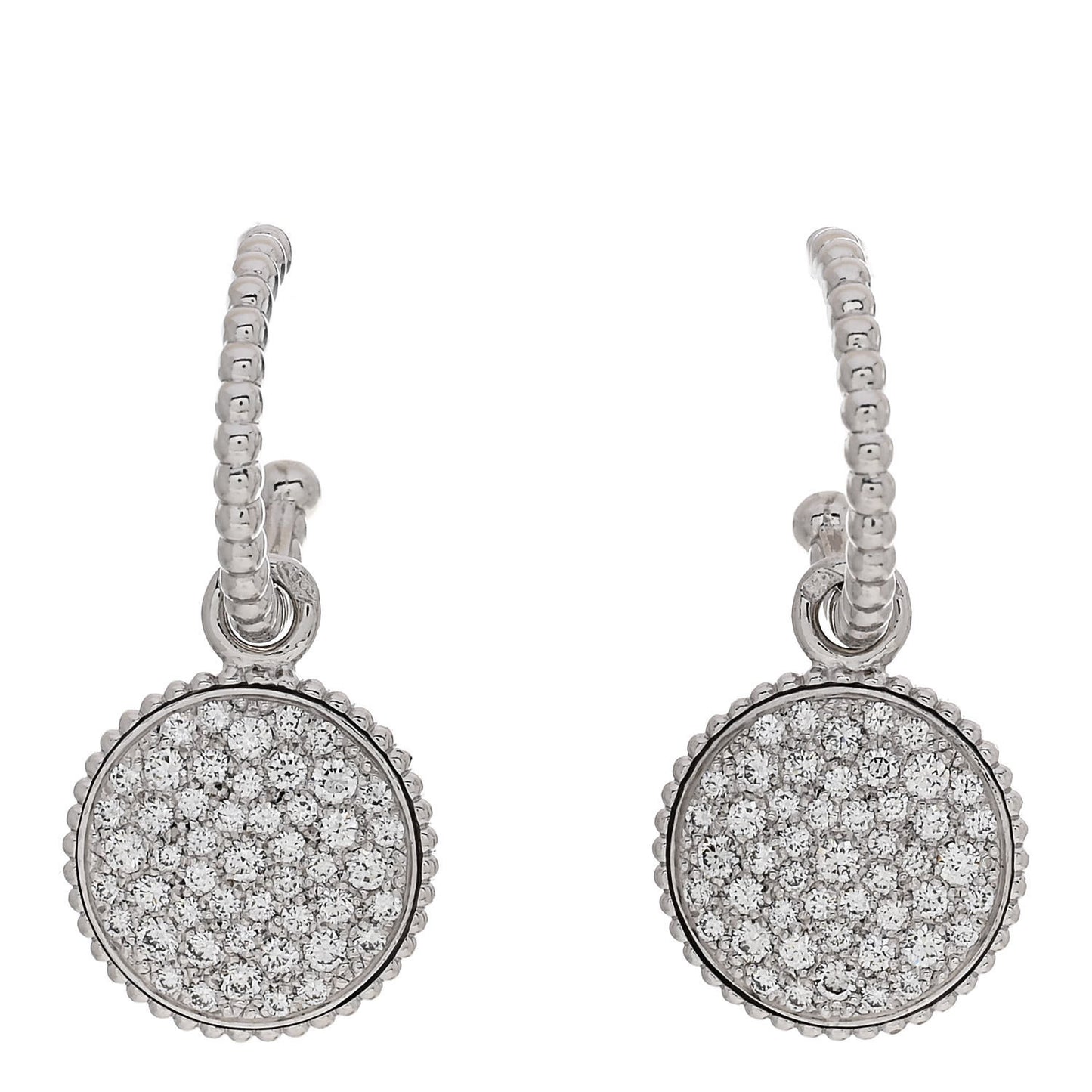 18K White Gold Diamond Rose Des Vents Pave Drop Earrings