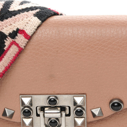 Valentino Garavani Grained Calfskin Onyx Small Guitar Strap Rockstud Rolling Shoulder Flap Bag Soft Noisette 6 of 10