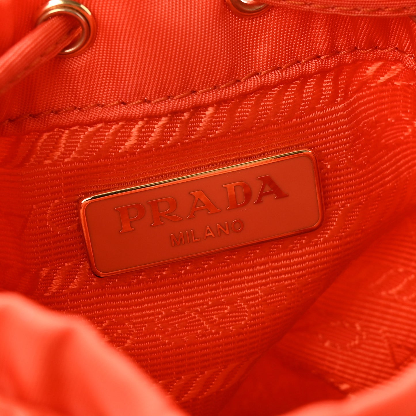 Re-Nylon Saffiano Mini Icon Keychain Charm Arancio