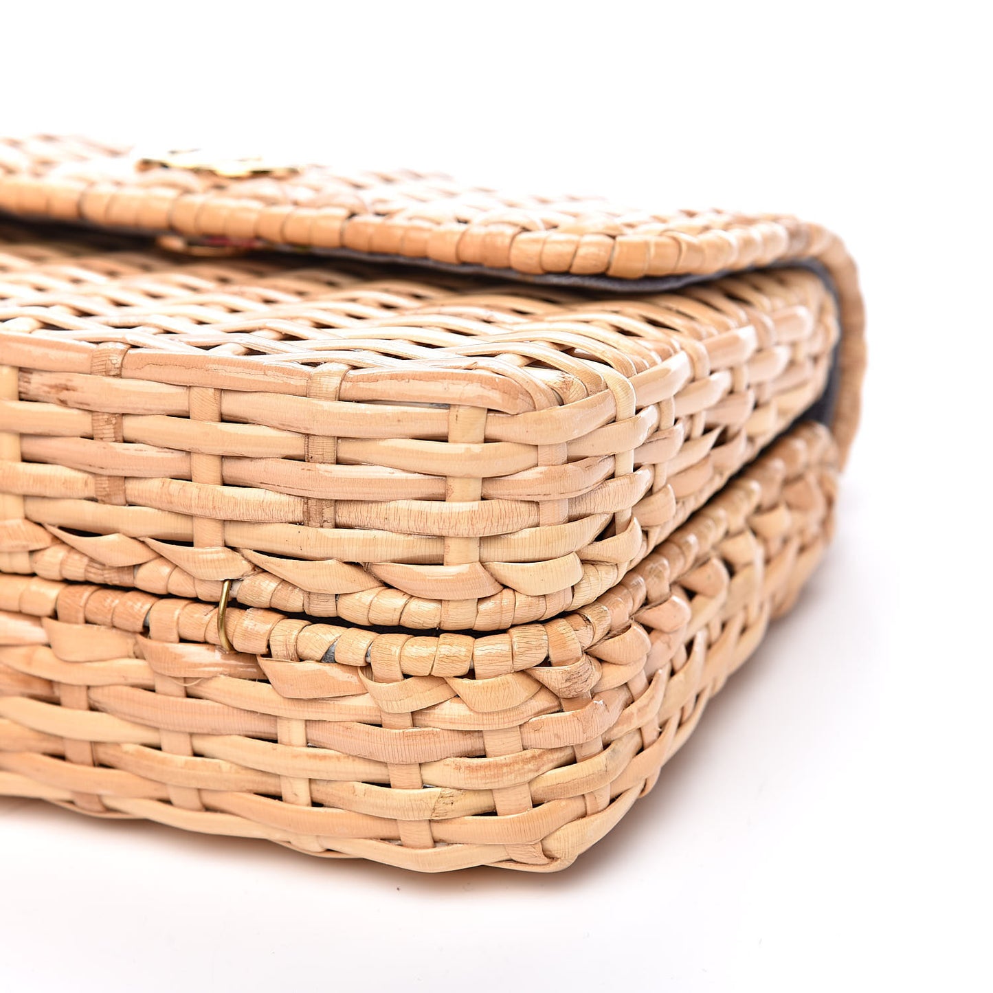 Glazed Wicker Mini Cestino Shoulder Bag Natural