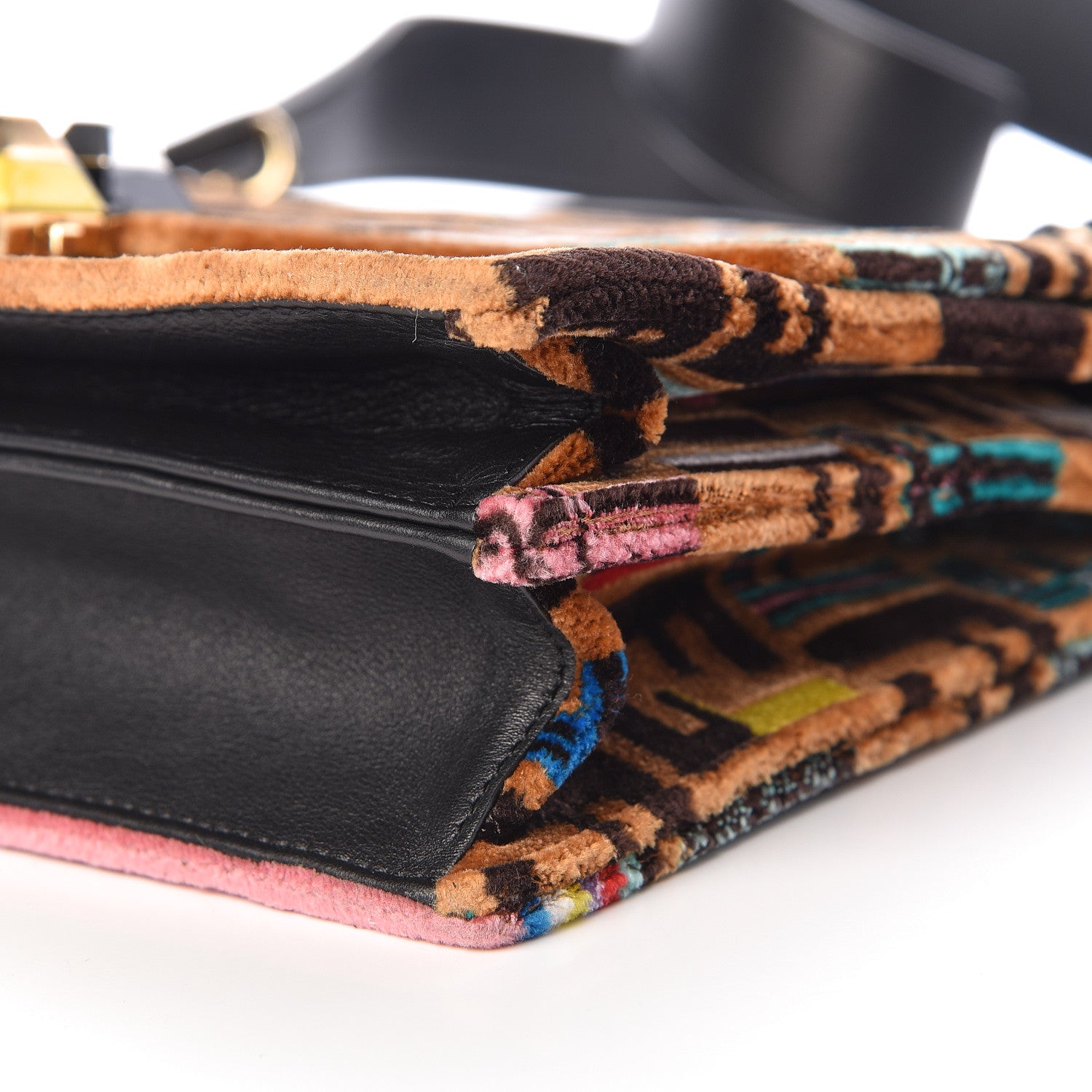 Fendi Velvet Vitello Dolce Fun Fair Kan I Shoulder Bag Tobacco Multicolor Black 11 of 12