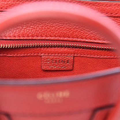 Celine Drummed Calfskin Nano Luggage Coquelicot 6 of 9