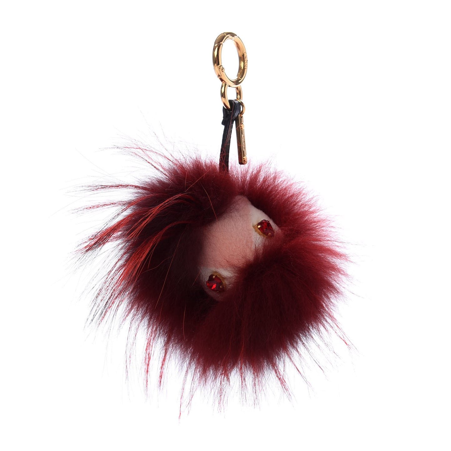 Rabbit Mink Fox Fur Hearty Monster Bag Bug Charm Red Pink