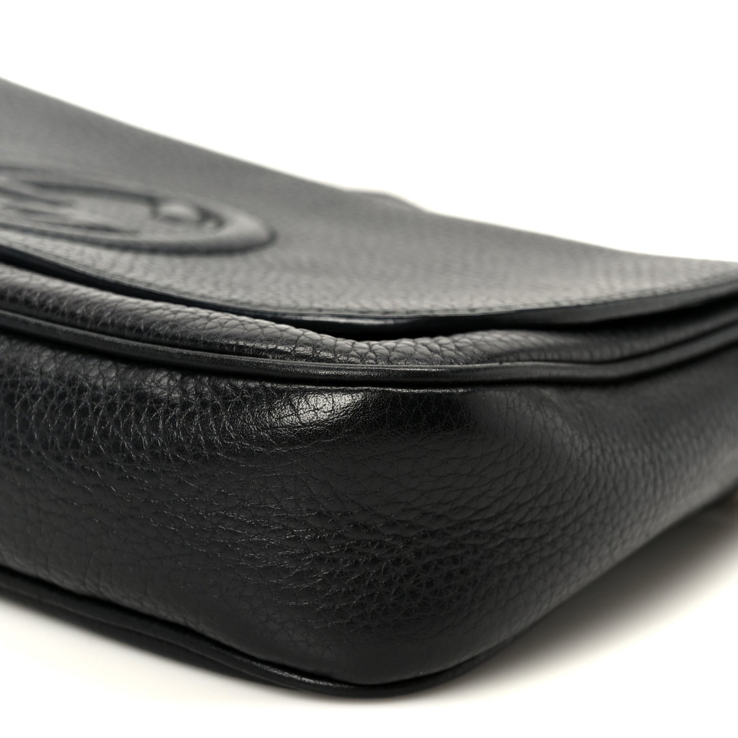 Pebbled Calfskin Medium Soho Flap Crossbody Black