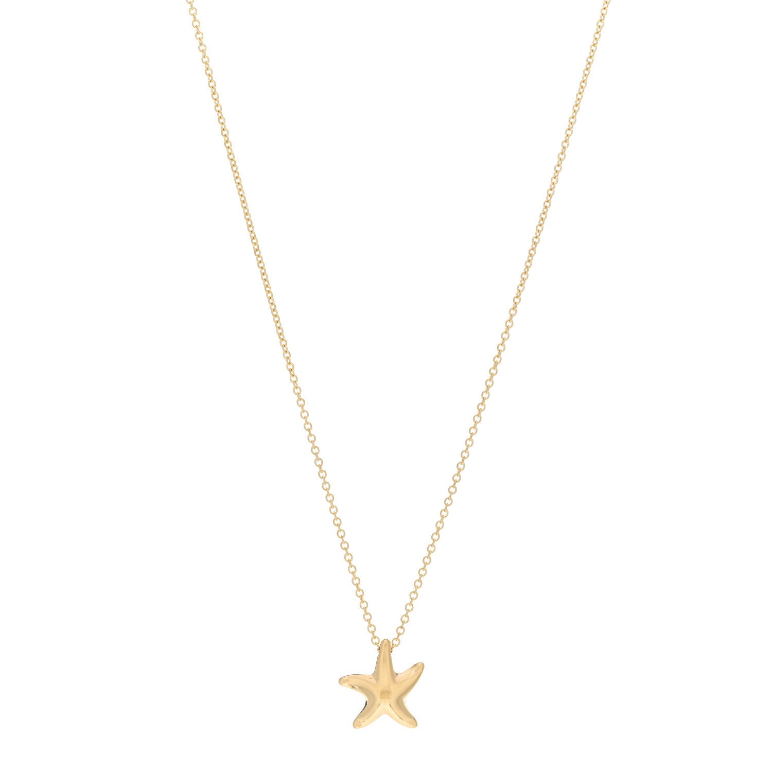 Tiffany 18K Yellow Gold 12mm Elsa Peretti Starfish Pendant Necklace 1 of 3