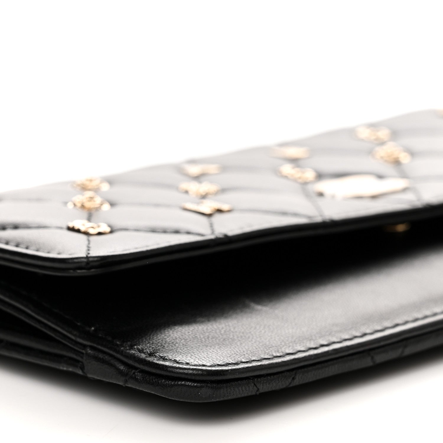 Chanel Lambskin Quilted All About Chanel Charm Wristlet Wallet Black 9 of 13