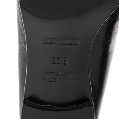 Hermes Goatskin Womens Royal Loafers 36.5 Black 6 of 12