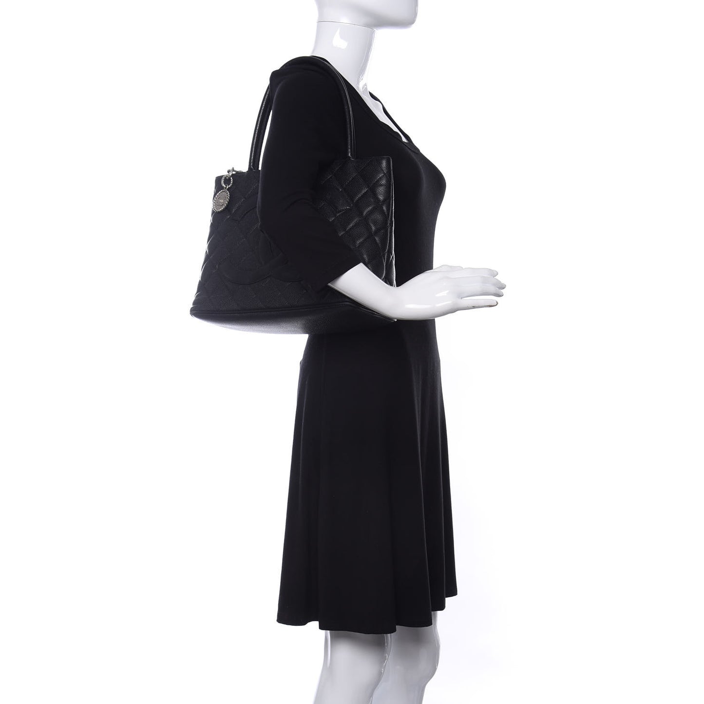 Caviar Quilted Medallion Tote Black