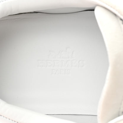 Hermes Calfskin Suede Goatskin Bouncing Sneakers 37 White 7 of 11