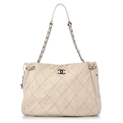 Chanel Lambskin Stitched Expandable Tote Ivory 1 of 14