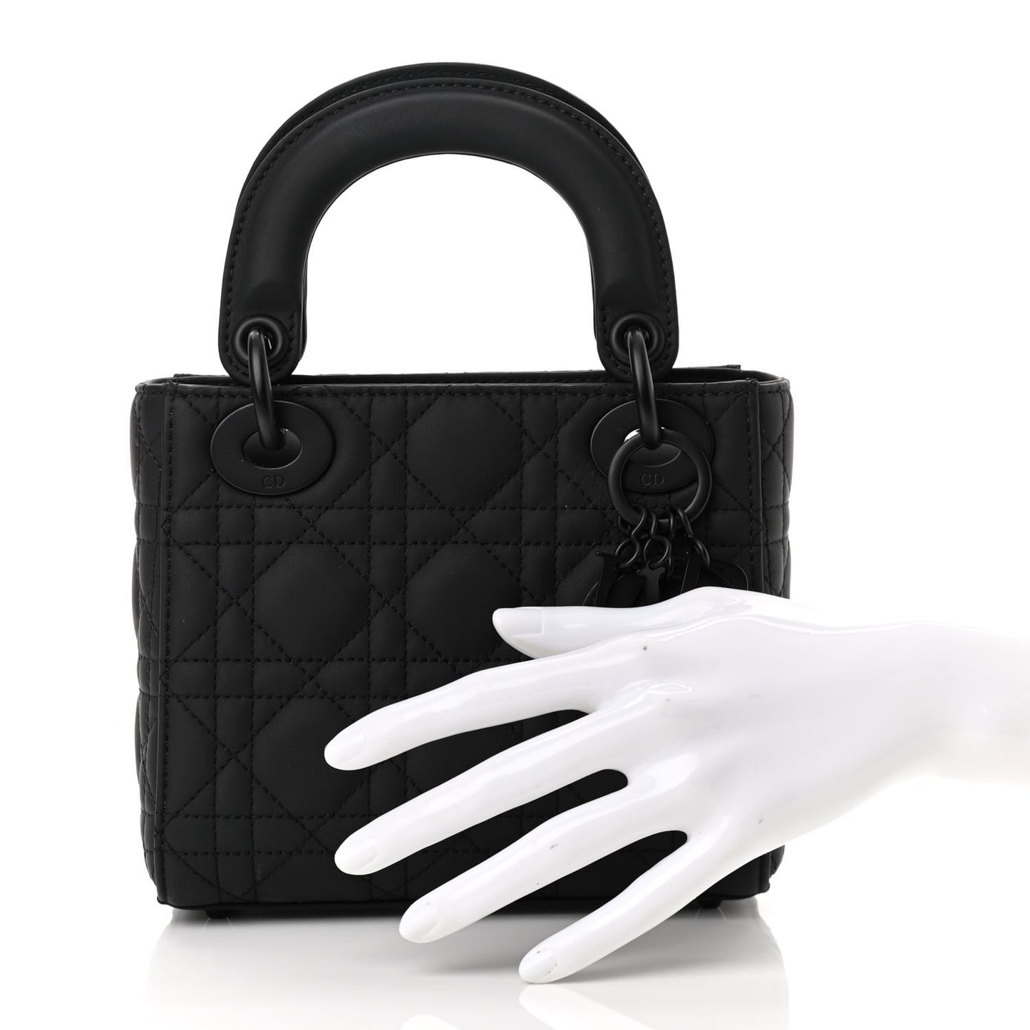 Ultra Matte Calfskin Cannage Mini Lady Dior Black