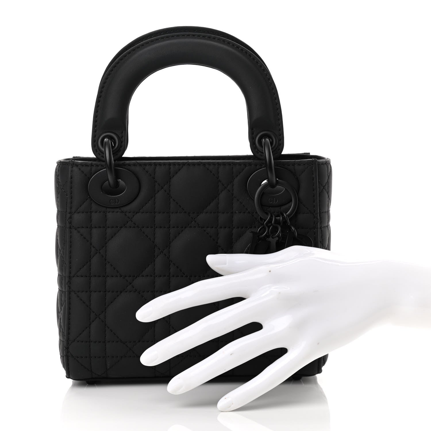 Christian Dior Ultra Matte Calfskin Cannage Mini Lady Dior Black 2 of 10
