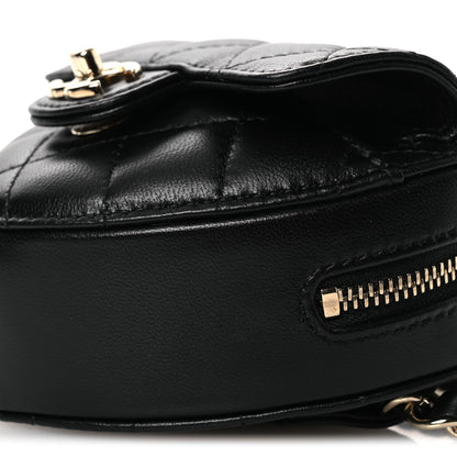 Chanel Lambskin Quilted CC In Love Heart Waist Belt Bag With Chain Black 9 of 10