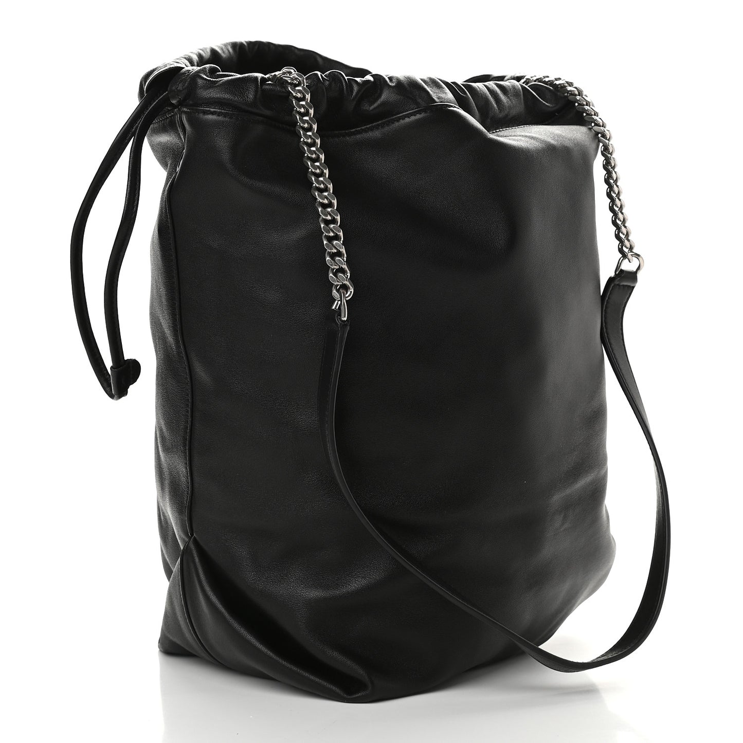 Lambskin Teddy Bucket Bag Black