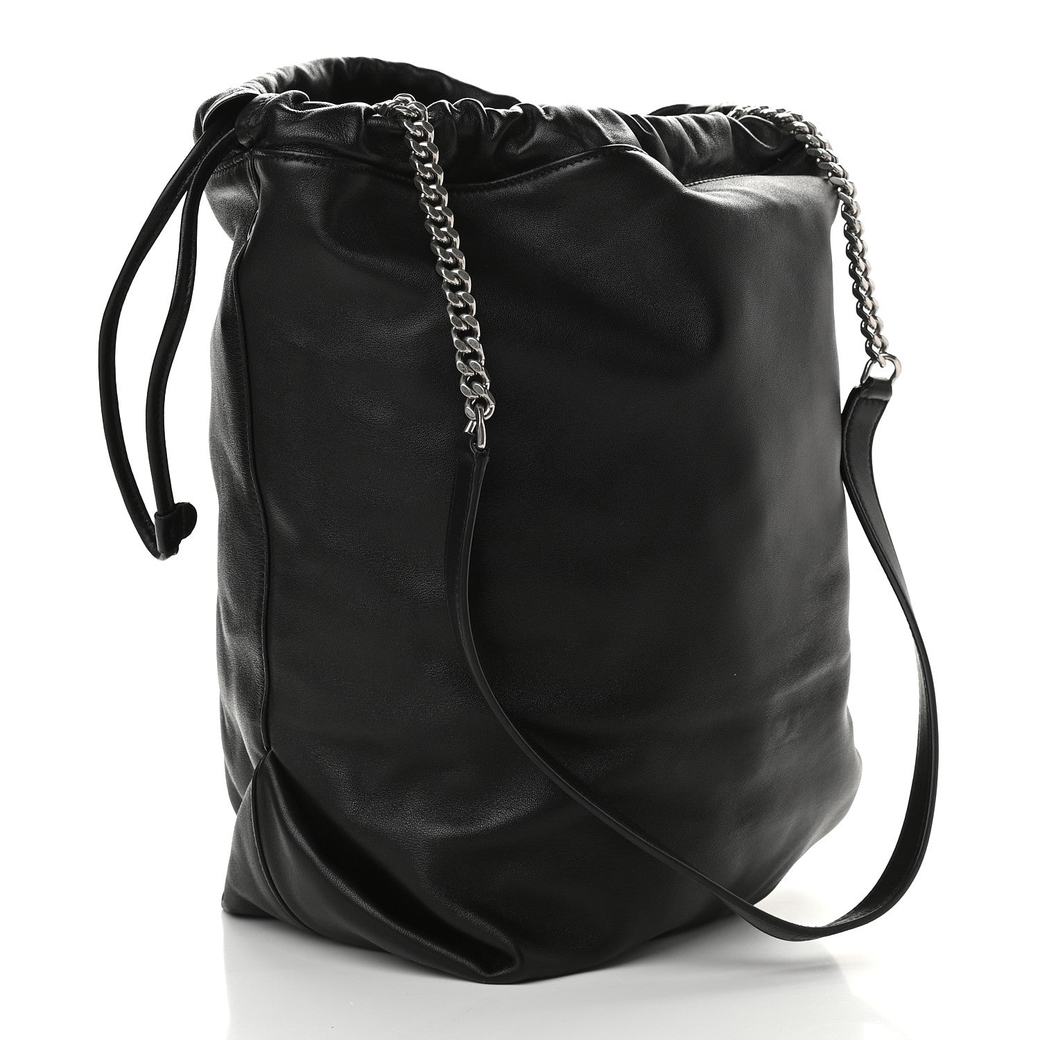 Saint Laurent Lambskin Teddy Bucket Bag Black 4 of 8