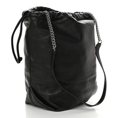 Saint Laurent Lambskin Teddy Bucket Bag Black 4 of 8