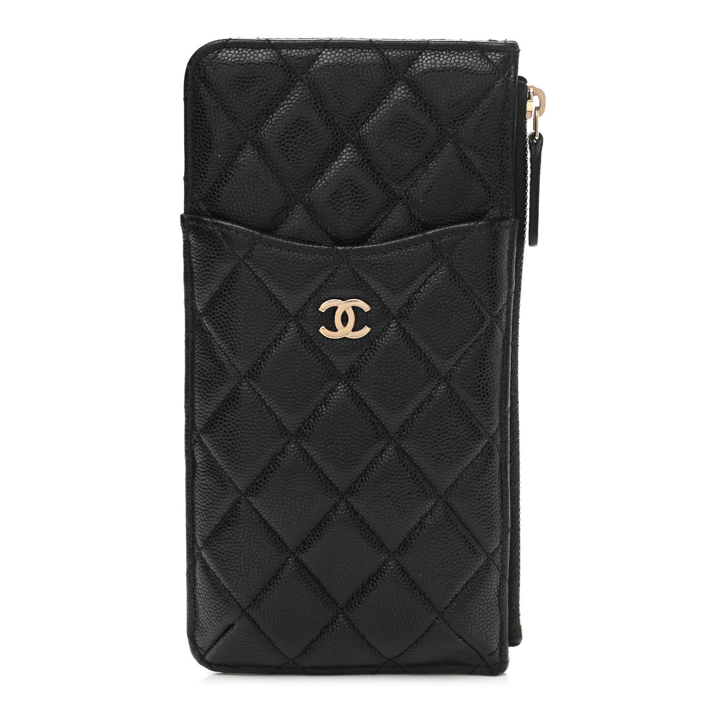 Caviar Quilted Classic Flat Wallet Pouch Black