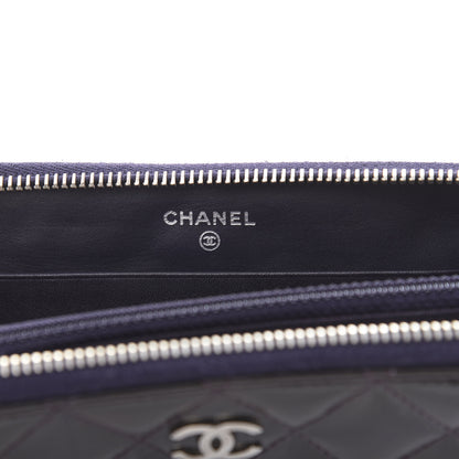 Chanel Patent Quilted Small Zip Around Wallet Dark Purple 6 of 13