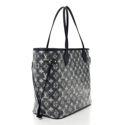 Louis Vuitton Monoglam Neverfull MM Blue 4 of 11