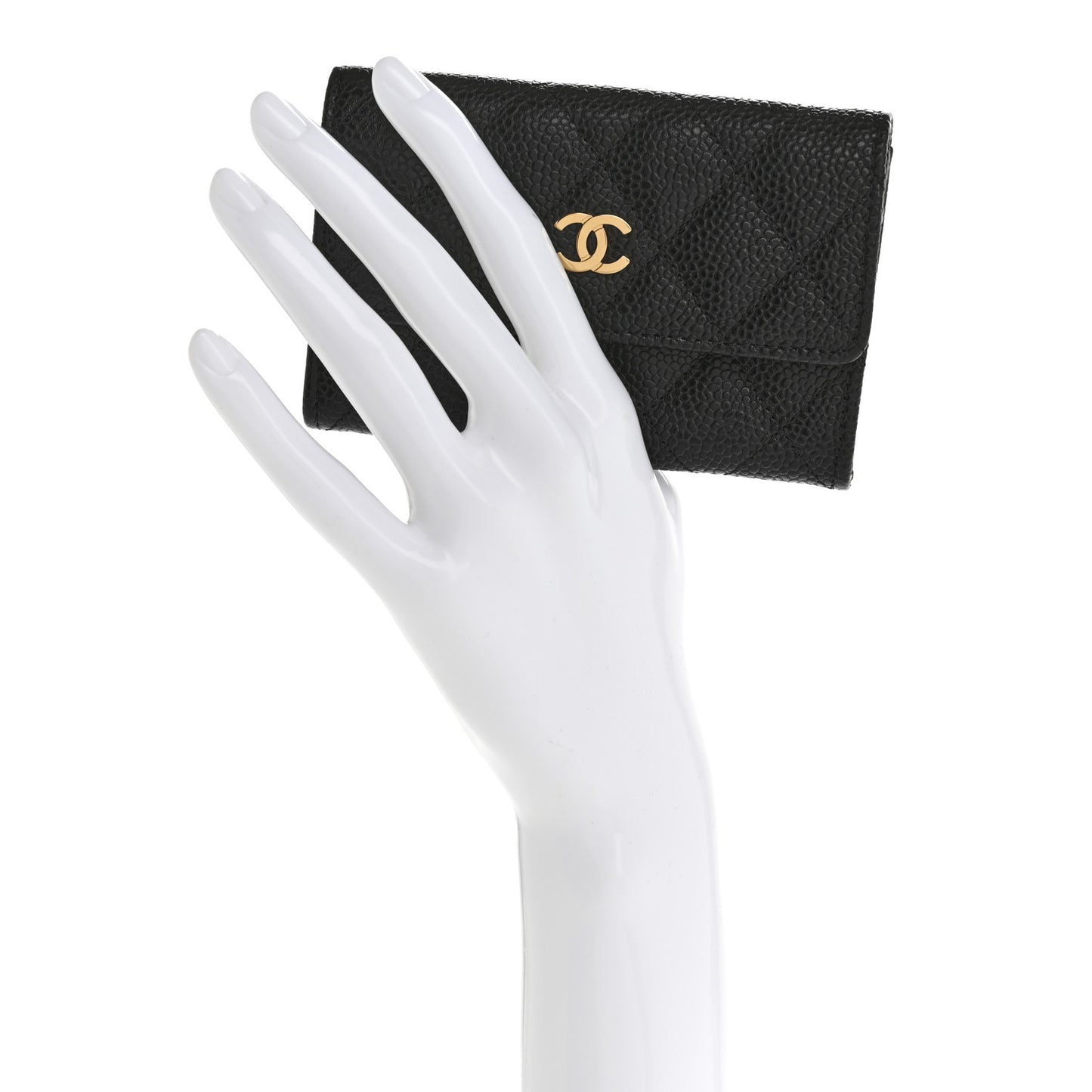 Caviar Quilted Flap Card Holder Black