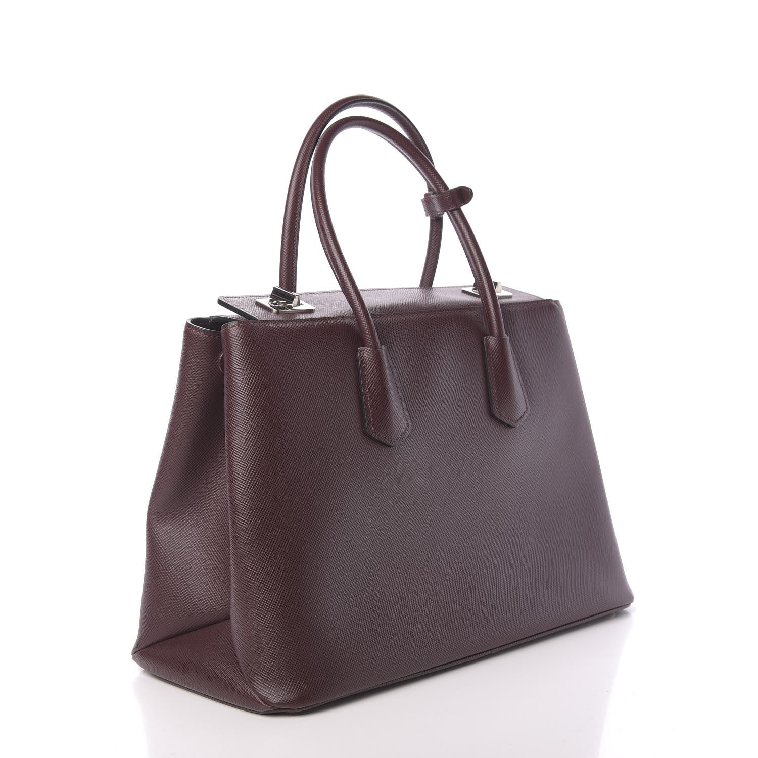 Prada Saffiano Cuir Twin Tote Granato 3 of 11