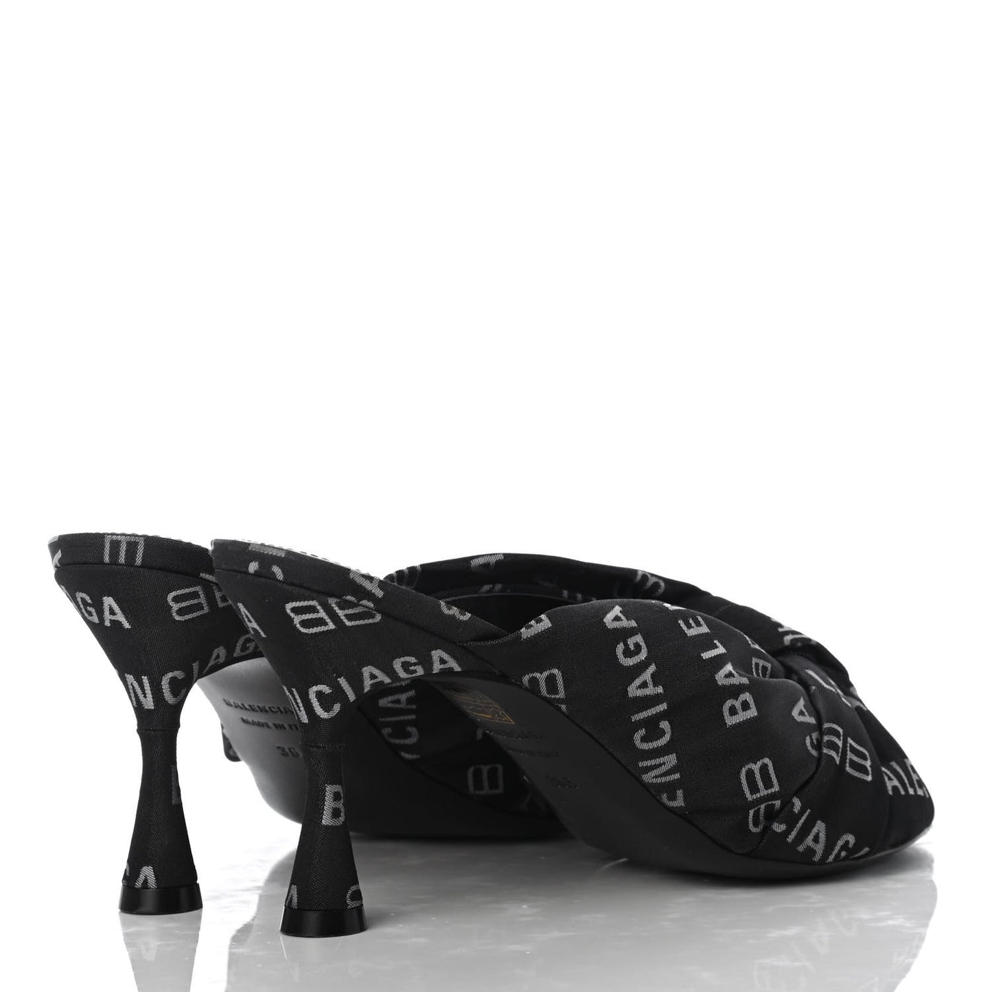 Jacquard Allover Logo Drapy 80mm Sandals 36.5 Black White