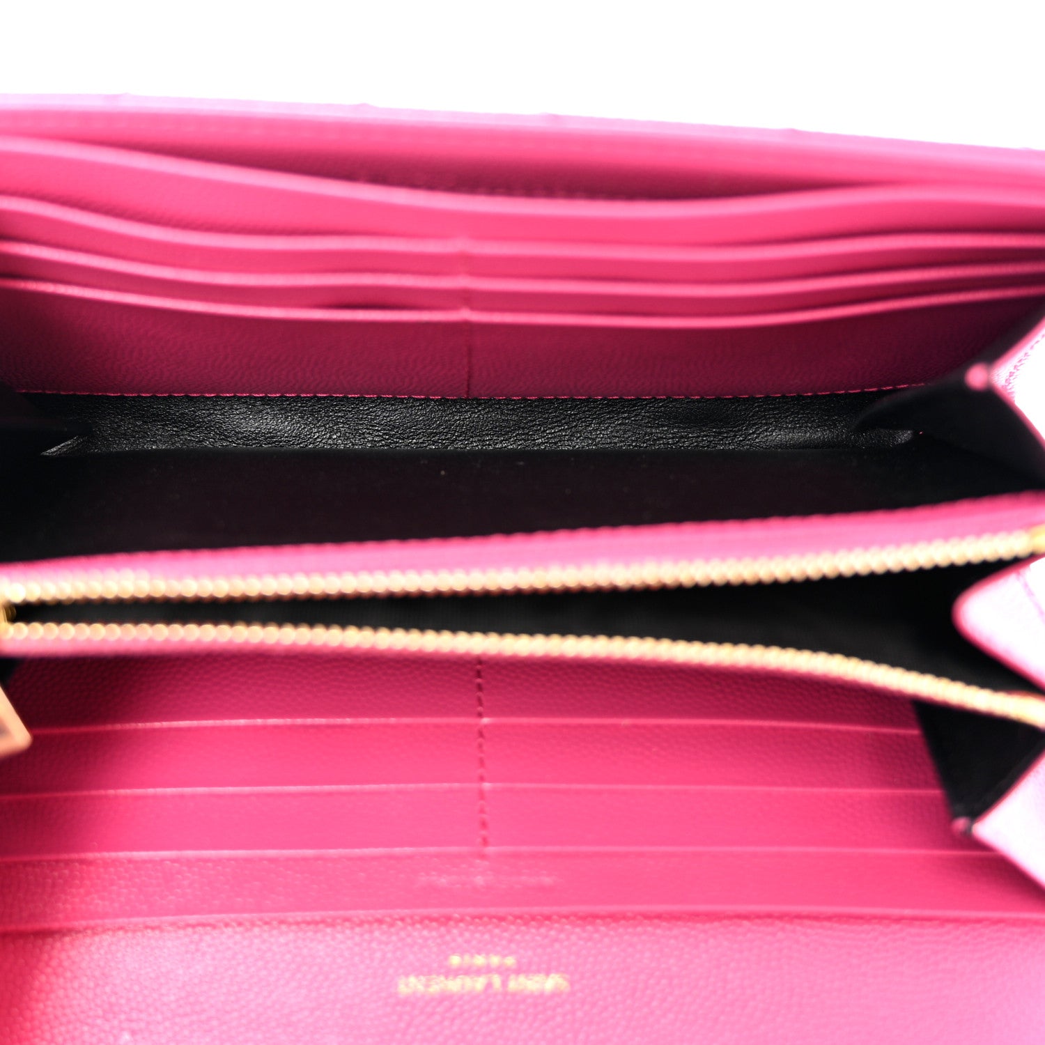 Saint Laurent Grain De Poudre Matelasse Chevron Monogram Flap Wallet Fuxia 5 of 8