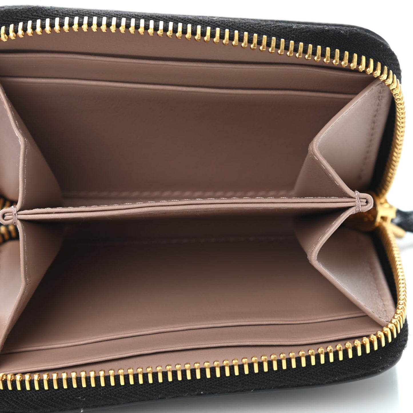 Saffiano Compact Bow Embellished Zip Around Wallet Black Pale Pink