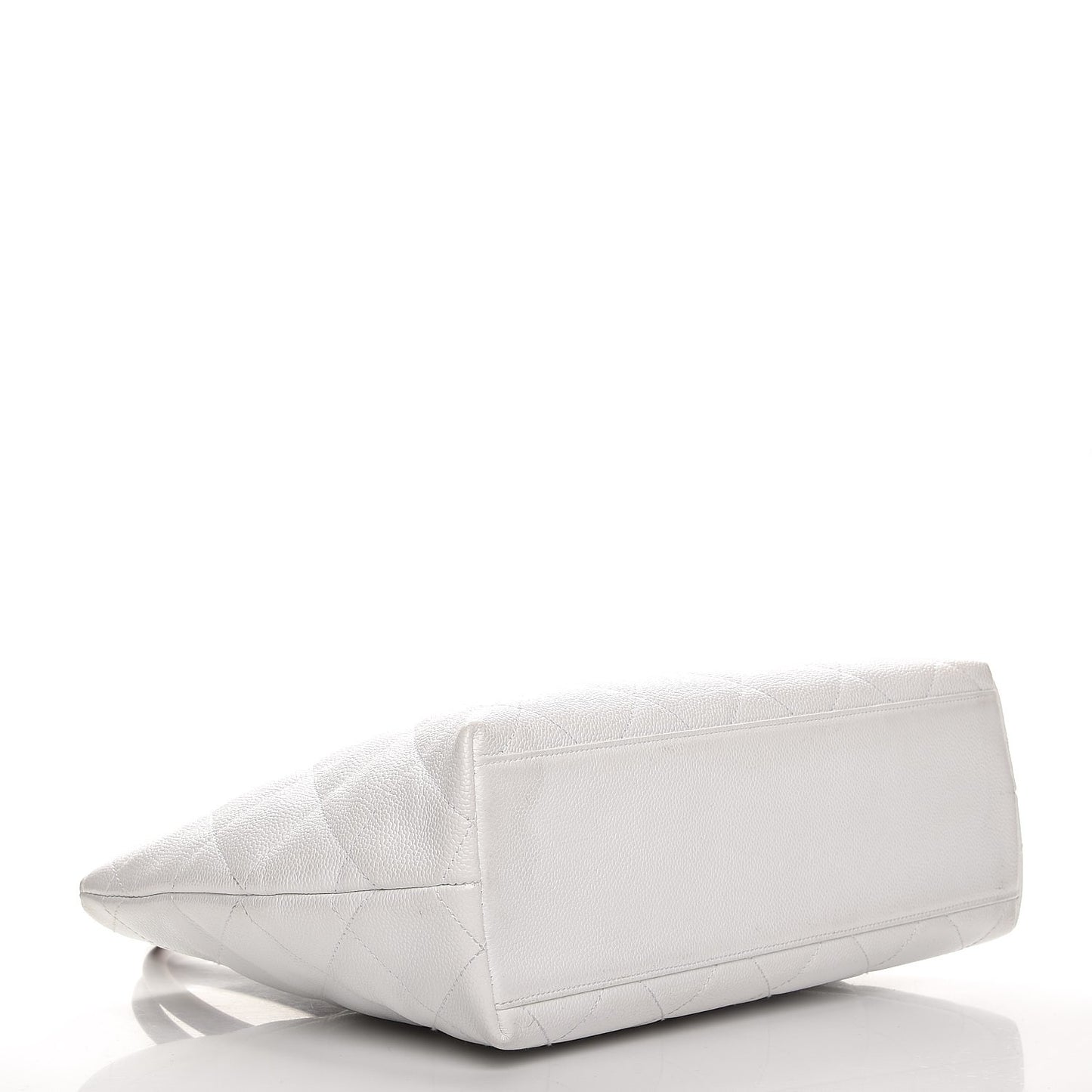 Caviar CC Wood Handle Tote White