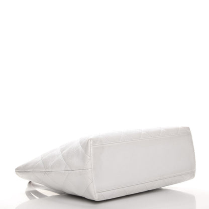 Chanel Caviar CC Wood Handle Tote White 4 of 15