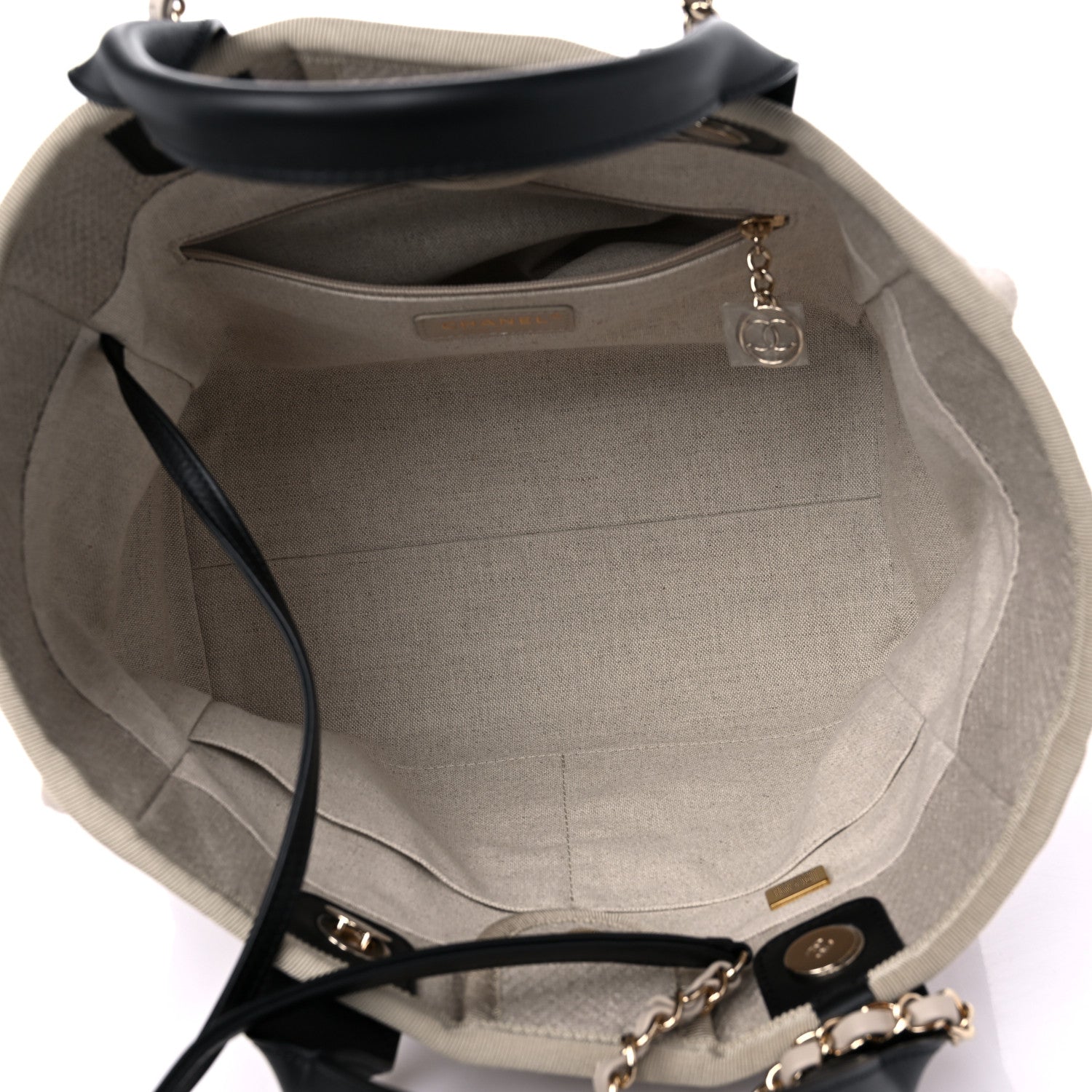 Chanel Mixed Fibers Small Deauville Tote Beige Black 6 of 10